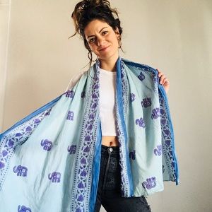 Accessories - Blue and purple elephant scarf, 100% cotton Accessories - Blue and purple elephant scarf, 100% cotton